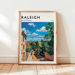Raleigh Poster, North Carolina Travel Print, USA Wall Art, Cityscape Decor, Raleigh Travel Gift, City Print, North Carolina Travel Art