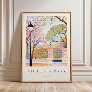 Victoria Park Poster, London Travel Poster, Victoria Park Wall Art, UK Nature Poster, British Landscape Art, London Park Decor
