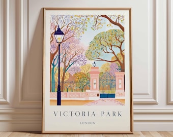 Victoria Park London Travel Poster: British Nature Art