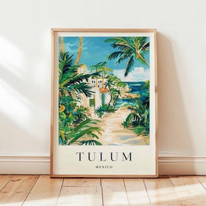 Tulum Poster, Mexico Travel Print, Mayan Riviera Wall Art, Beach Decor, Tropical Travel Gift, Ancient Ruin Print, Mexico Travel Art