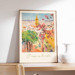 Seville Poster, Spain Travel Print, Retro Travel Wall Art, Travel Wall Decor, Vintage Travel Gift, Classic Travel Poster