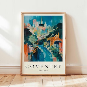 Coventry Poster, England Travel Print, UK City Wall Art, Cathedral Decor, Historic City Gift, West Midlands Print, UK Travel Art