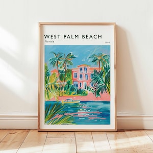 West Palm Beach Poster, Florida Travel Print, USA Wall Art, Coastal Decor, West Palm Beach Travel Gift, Beach Print, Florida Travel Art