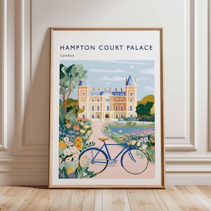 Hampton Court Palace Poster, London Travel Poster, Royal Palace Wall Art, Hampton Court Print, UK Landmark Poster, British Heritage Art