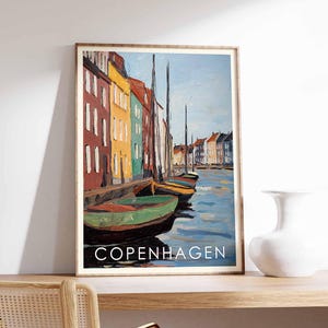 Affiche de Copenhague, impression de Copenhague, art mural de Copenhague, affiche de voyage au Danemark, décoration de Copenhague, impression de la ville de Copenhague, cadeau Copenhague