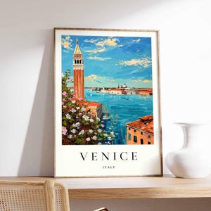 Venice Poster, Italy Travel Print, Grand Canal Print, Cityscape Wall Decor, Rialto Bridge View, Venetian City Wall Art, Italy Travel Gift