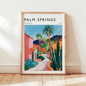 Palm Springs Poster, California Travel Print, Desert Wall Art, Mid-Century Modern Decor, Palm Springs Travel Gift, California Travel Art