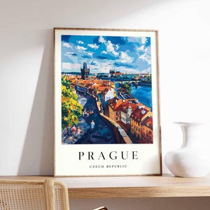 Prague Poster, Czech Republic Travel Print, Charles Bridge Print, Cityscape Wall Decor, Prague Castle View Art, European Travel Gift