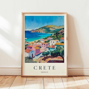 Crete Poster, Greece Travel Print, Mediterranean Island Wall Art, Crete Travel Decor, Beach Art, Greek Island Print, Greece Travel Art