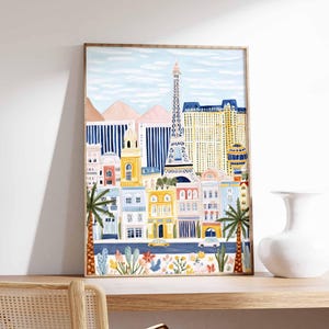 Las Vegas Poster, Nevada City Print, Vegas Strip Art, Casino Decor, Sin City Gift, Entertainment Wall Art, Neon Lights