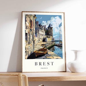 Brest Poster, Frankreich Reisedruck, Hafenstadt Kunstdruck, Frankreich Küstenwandkunst, Bretagne Maritime Szene Dekoration, Frankreich Reisegeschenk