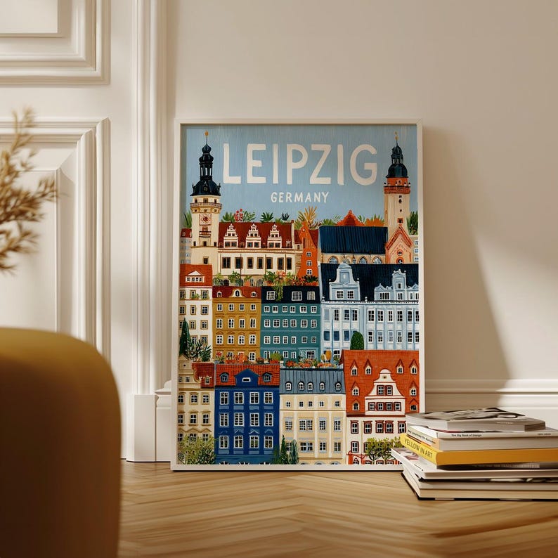 Leipzig Germany Print | Dense Vertical Cityscape Poster | European ...