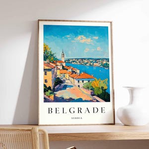 Belgrade Poster, Serbia Travel Print, Belgrade Fortress Print, Balkan City Wall Art, Danube River Print, European City Decor