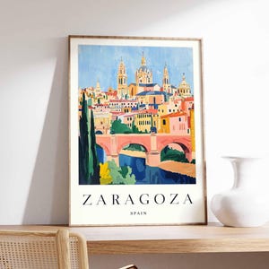 Zaragoza Poster, Spain Travel Print, Spanish City Wall Art, Basilica Decor, Zaragoza Travel Art, European Cityscape Prints, Spain Poster