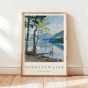 Derwentwater Poster, Lake District Travel Print, Cumbria Wall Art, UK Travel Decor, Landscape Print, Lake District Poster, UK Travel Art