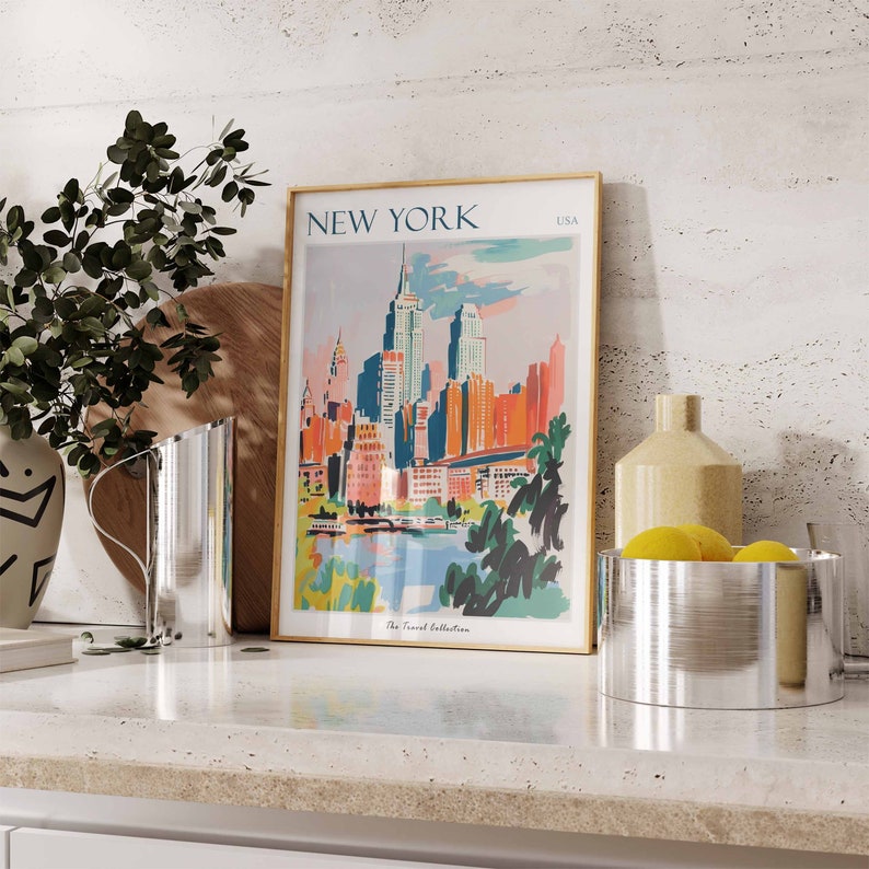 New York City Travel Poster: Vintage Style City Wall Art - Etsy