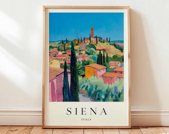 Siena Italy Poster: Tuscany Travel Print, Medieval City Wall Art