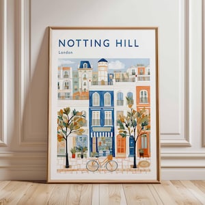 Notting Hill Poster, London Travel Poster, Notting Hill Wall Art, Colorful London Print, UK City Poster, London Street Art