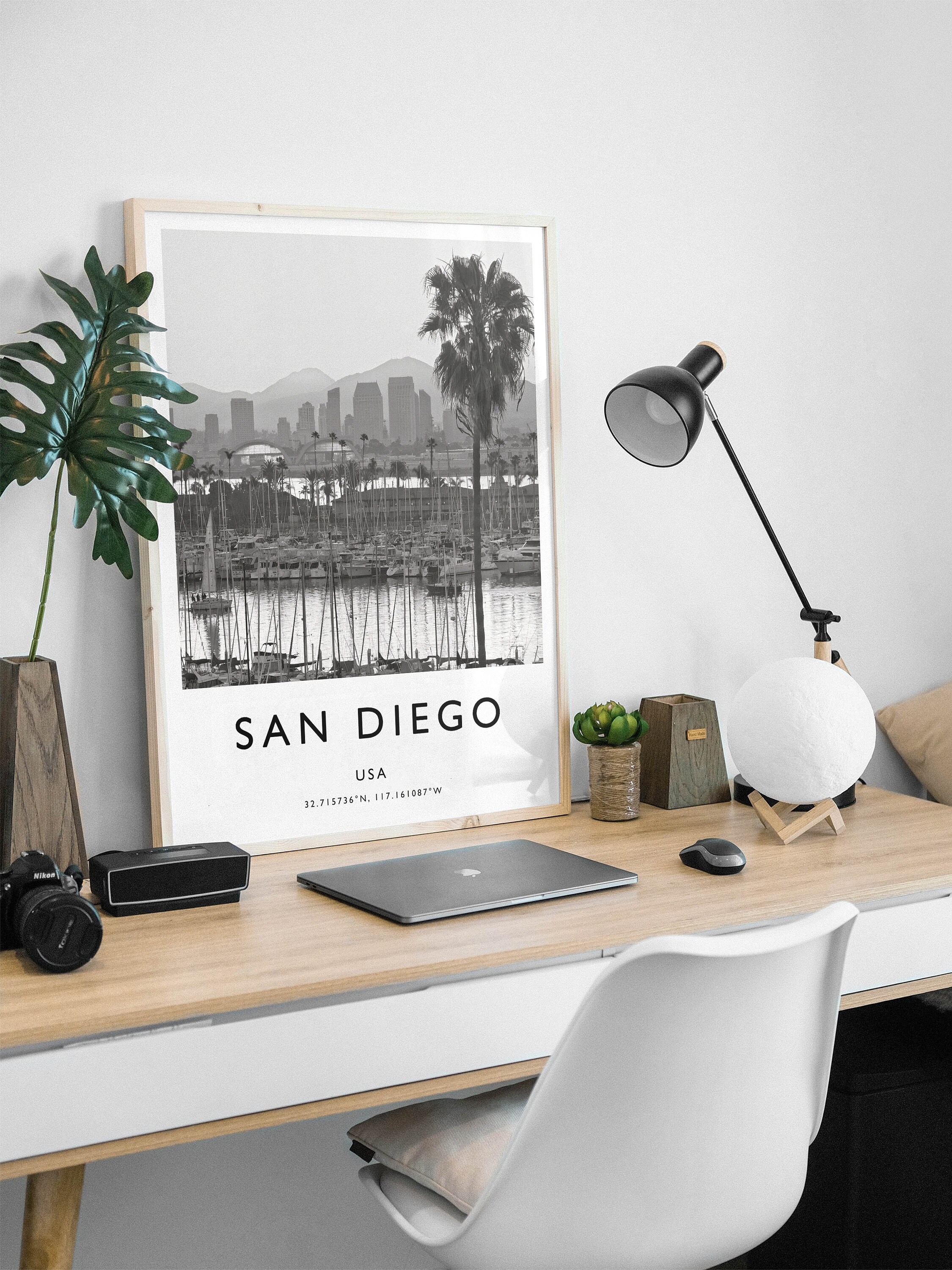 San Diego Black and White Travel Poster: Minimalist Wall Art - Etsy