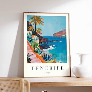 Tenerife Poster, Spain Travel Print, Canary Islands Wall Art, Spanish Island Decor, Tenerife Beach Poster, Spain Poster, Europe Travel Art