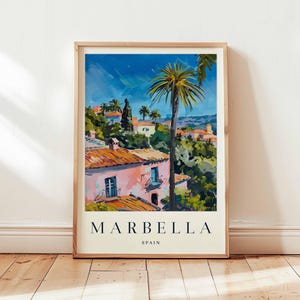 Marbella Poster, Spanien Reise-Druck, Costa del Sol Wandkunst, Luxus-Strand-Dekor, Europäisches Reisegeschenk, Glamour Druck, Spanien-Reisekunst