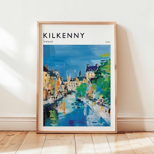 Kilkenny Poster, Ireland Travel Print, European Wall Art, Medieval Decor, Kilkenny Travel Gift, Cityscape Print, Ireland Travel Art