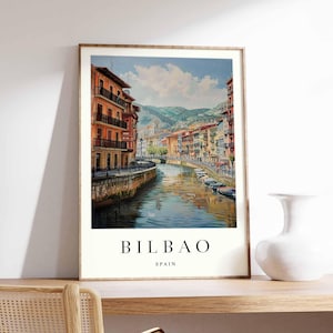 Bilbao Poster, Spain Print, Bilbao Wall Art, Guggenheim Museum Poster, Basque Country Print, Bilbao Skyline Art, Travel Poster