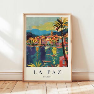La Paz Poster, Bolivia Travel Print, South America Wall Art, Andes Decor, La Paz Travel Gift, High Altitude City Print, Bolivia Travel Art