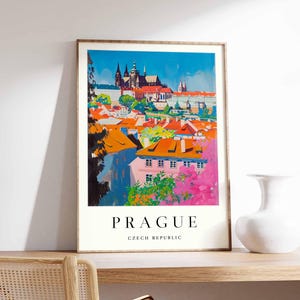 Prague Poster, Czech Republic Travel Print, Charles Bridge Print, Cityscape Wall Decor, Prague Castle View Art, European Travel Gift