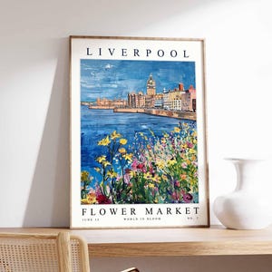 Liverpool Flower Market Poster, Liverpool Print, English Floral Wall Art, Liverpool Floral Decor, Botanical Poster, England Travel Print
