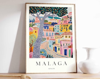 Impresión artística de Málaga, España: Póster de viaje a la Costa del Sol