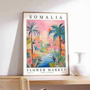 Somalia Flower Market Poster, Somalia Print, Somali Floral Wall Art, Somalia Floral Decor, Botanical Poster, Africa Art, African Travel Art