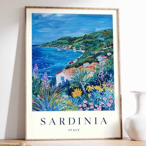 Póster de Cerdeña, Impresión de viaje a Cerdeña, Arte mural de Italia, Impresión de viaje a Italia, Decoración costera, Regalo de Cerdeña, Póster de viaje a Cerdeña
