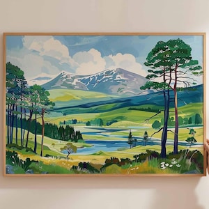 Cairngorms National Park Poster, Scotland Travel Print, Scottish Highlands Wall Art, Mountain Landscape Decor, UK Park Art, Nature Print