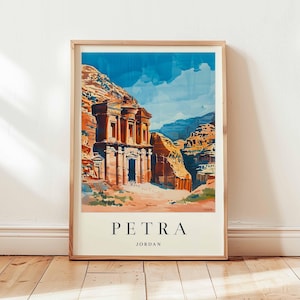 Petra Poster, Jordan Travel Print, Middle East Wall Art, Ancient City Decor, World Wonder Gift, Desert Landscape Print, Jordan Travel Art