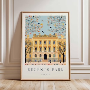 Regents Park Poster, London Travel Poster, Regents Park Wall Art, London Park Print, UK City Poster, British Nature Art, London Decor Print