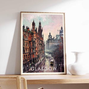 Glasgow Poster, Scotland Print, Glasgow Wall Art, Glasgow City Print, Glasgow Artwork, Glasgow Decor, Scottish Poster, Glasgow Cityscape