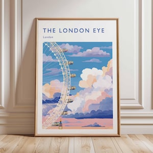 London Eye Poster, London Travel Poster, London Eye Wall Art, Thames River Print, UK Landmark Poster, London Skyline Decor