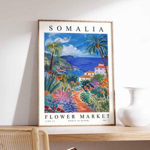 Somalia Flower Market Poster, Somalia Print, Somali Floral Wall Art, Somalia Floral Decor, Botanical Poster, Africa Art, African Travel Art