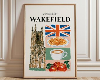 Wakefield Travel Poster | United Kingdom City Wall Art | British Destination Print