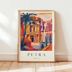 Petra Poster, Jordan Travel Print, Middle East Wall Art, Ancient City Decor, World Wonder Gift, Desert Landscape Print, Jordan Travel Art