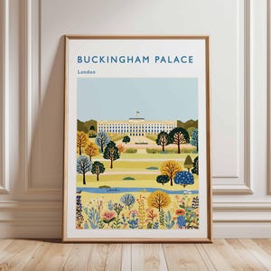 Buckingham Palace Poster, London Travel Poster, Royal Palace Wall Art, Buckingham Print, UK Landmark Poster, British Architecture
