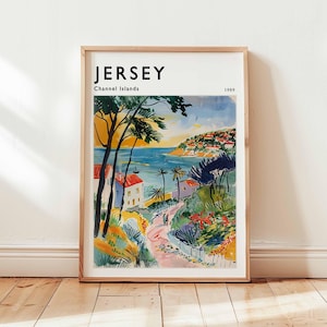 Jersey Poster, Channel Islands Travel Print, UK Wall Art, St. Helier Decor, European Travel Gift, Coastal Print, Channel Islands Travel Art
