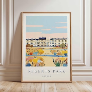 Regents Park Poster, London Travel Poster, Regents Park Wall Art, London Park Print, UK City Poster, British Nature Art, London Decor Print