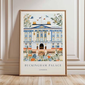 Buckingham Palace Poster, London Travel Poster, Royal Palace Wall Art, Buckingham Print, UK Landmark Poster, British Architecture Art