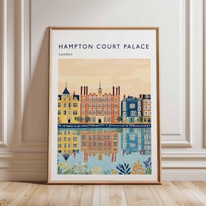 Hampton Court Palace Poster, London Travel Poster, Royal Palace Wall Art, Hampton Court Print, UK Landmark Poster, British Heritage Art