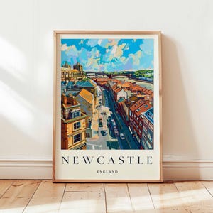 Newcastle Poster, England Travel Print, UK City Wall Art, Tyne Bridge Decor, Northern England Gift, Vibrant City Print, England Travel Art