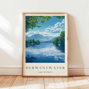 Derwentwater Poster, Lake District Travel Print, Cumbria Wall Art, UK Travel Decor, Landscape Print, Lake District Poster, UK Travel Art