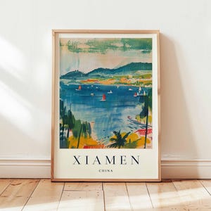 Xiamen Poster, China Travel Print, Fujian Wall Art, Coastal City Decor, Xiamen Travel Gift, Asian City Print, China Travel Art