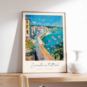 Brest Poster, Frankreich Reisedruck, Hafenstadt Kunstdruck, Frankreich Küstenwandkunst, Bretagne Maritime Szene Dekoration, Frankreich Reisegeschenk
